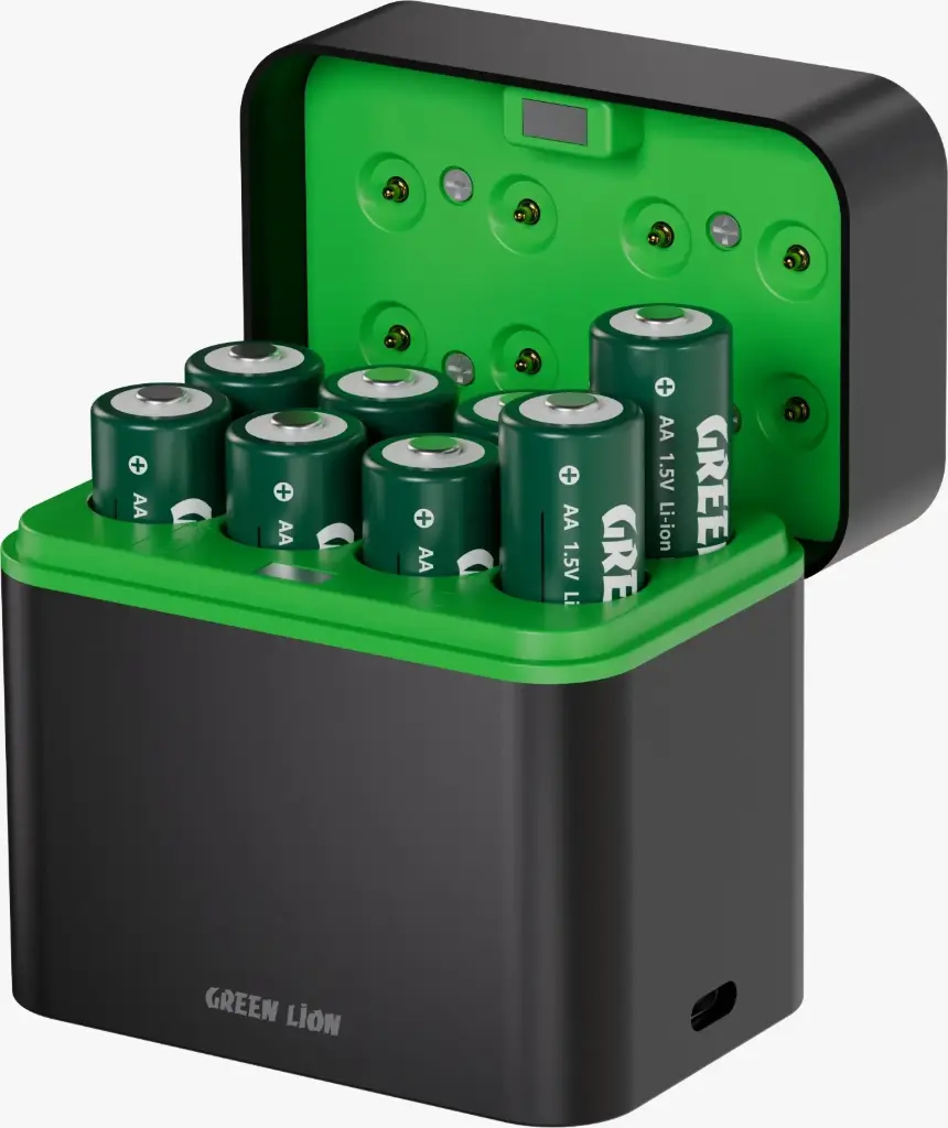 Green Lion RECHARGEABLE 8*AA Battery Dock USB-C