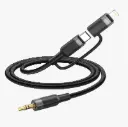Green Lion 2 IN 1 AUDIO CABLE 1M USB-C, LIGHTNING TO 3.5 MM AUX