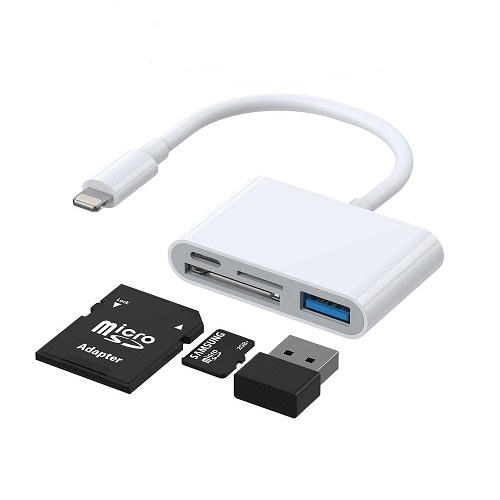 Versatile Connectivity: Green 4-In-1 Lightning OTG Adapter - Main Image